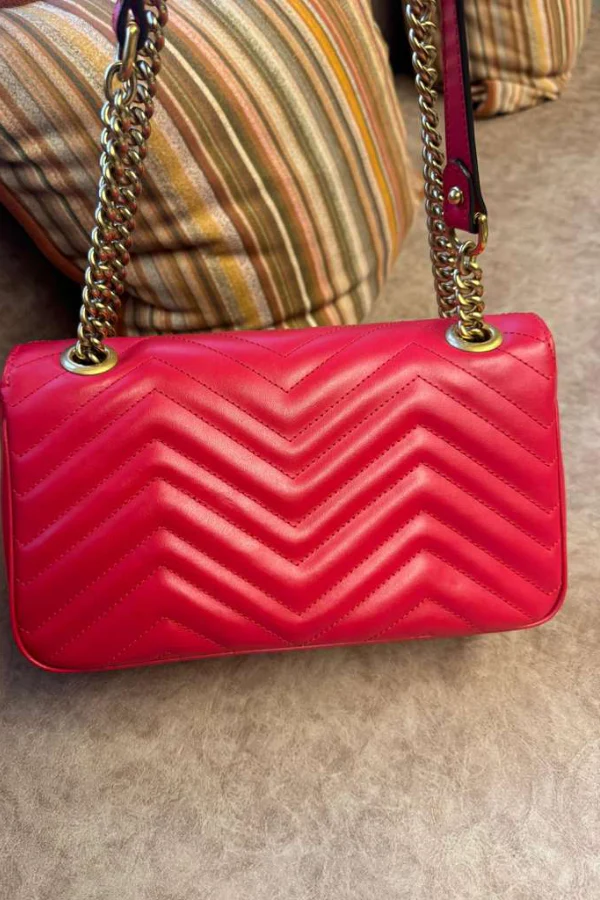 Gucci Marmont GG Small Red Matelassé Crossbody Bag - Image 6