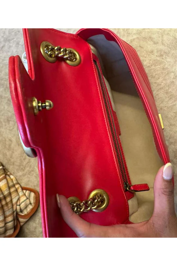 Gucci Marmont GG Small Red Matelassé Crossbody Bag - Image 7