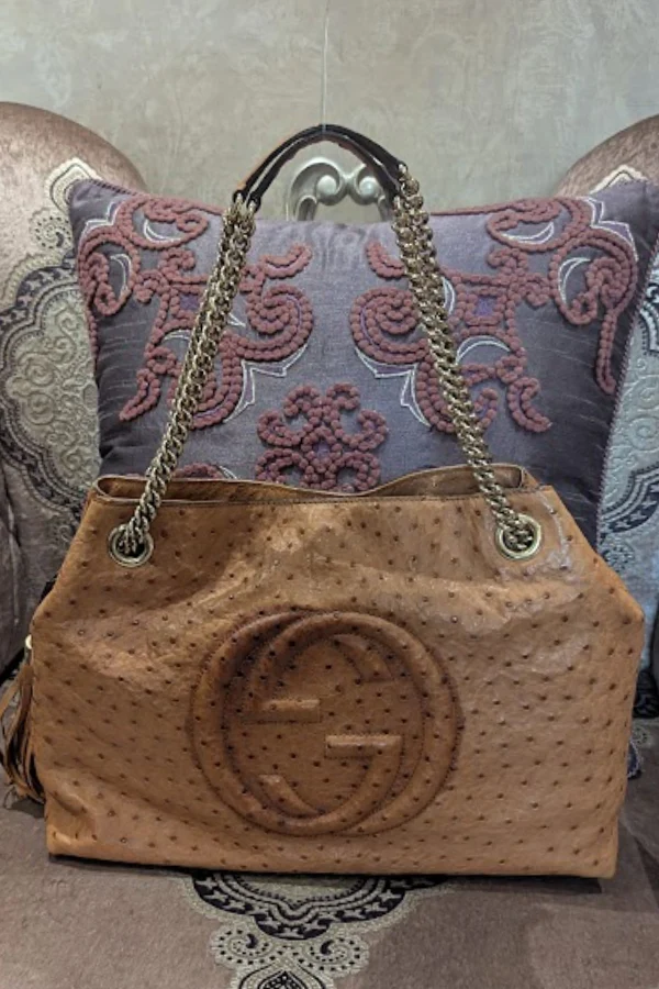 Gucci Ostrich Leather Soho Chain Shoulder Bag - Image 2