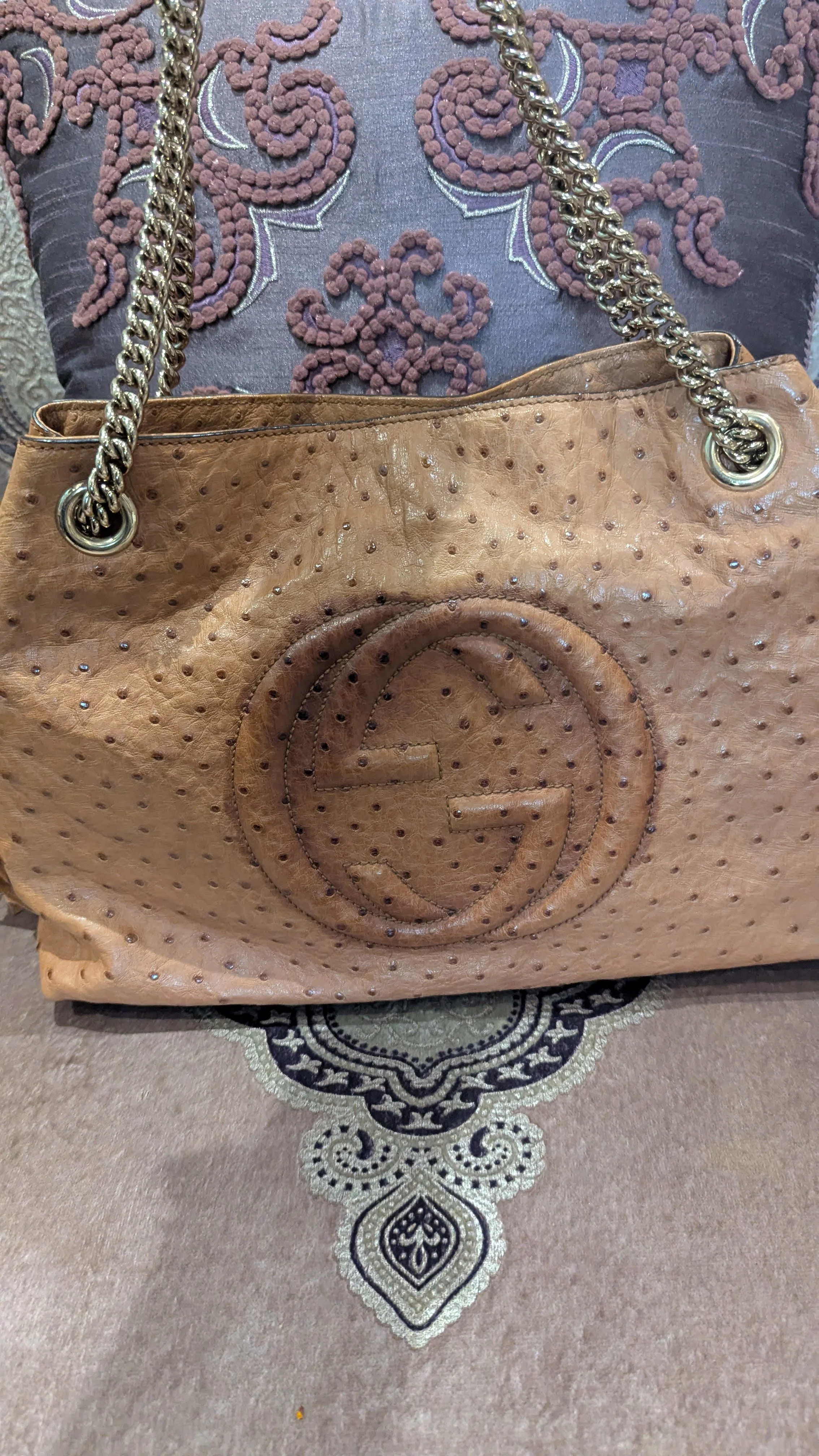 Gucci Ostrich Leather Soho Chain Shoulder Bag - Image 4