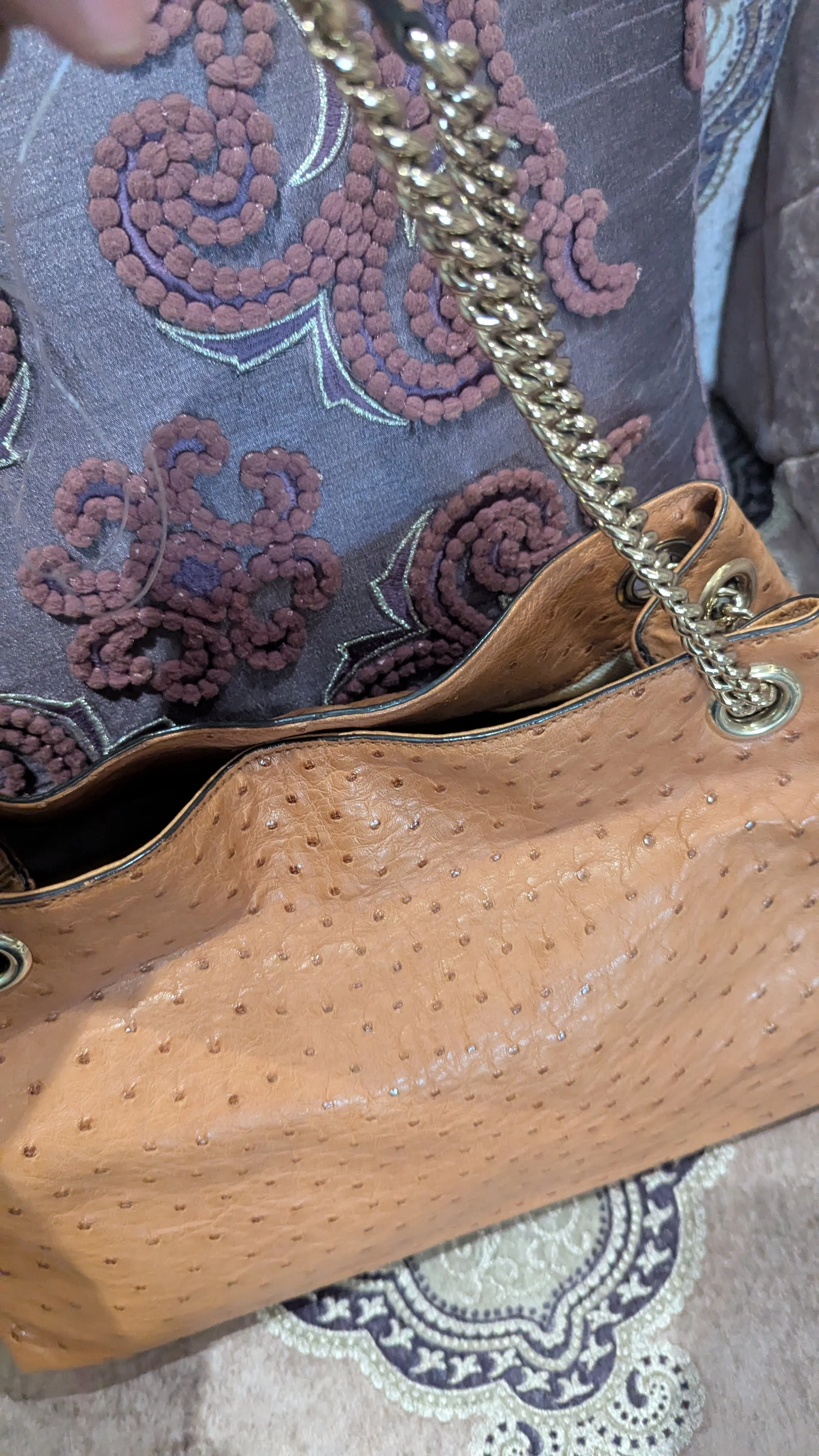 Gucci Ostrich Leather Soho Chain Shoulder Bag - Image 7