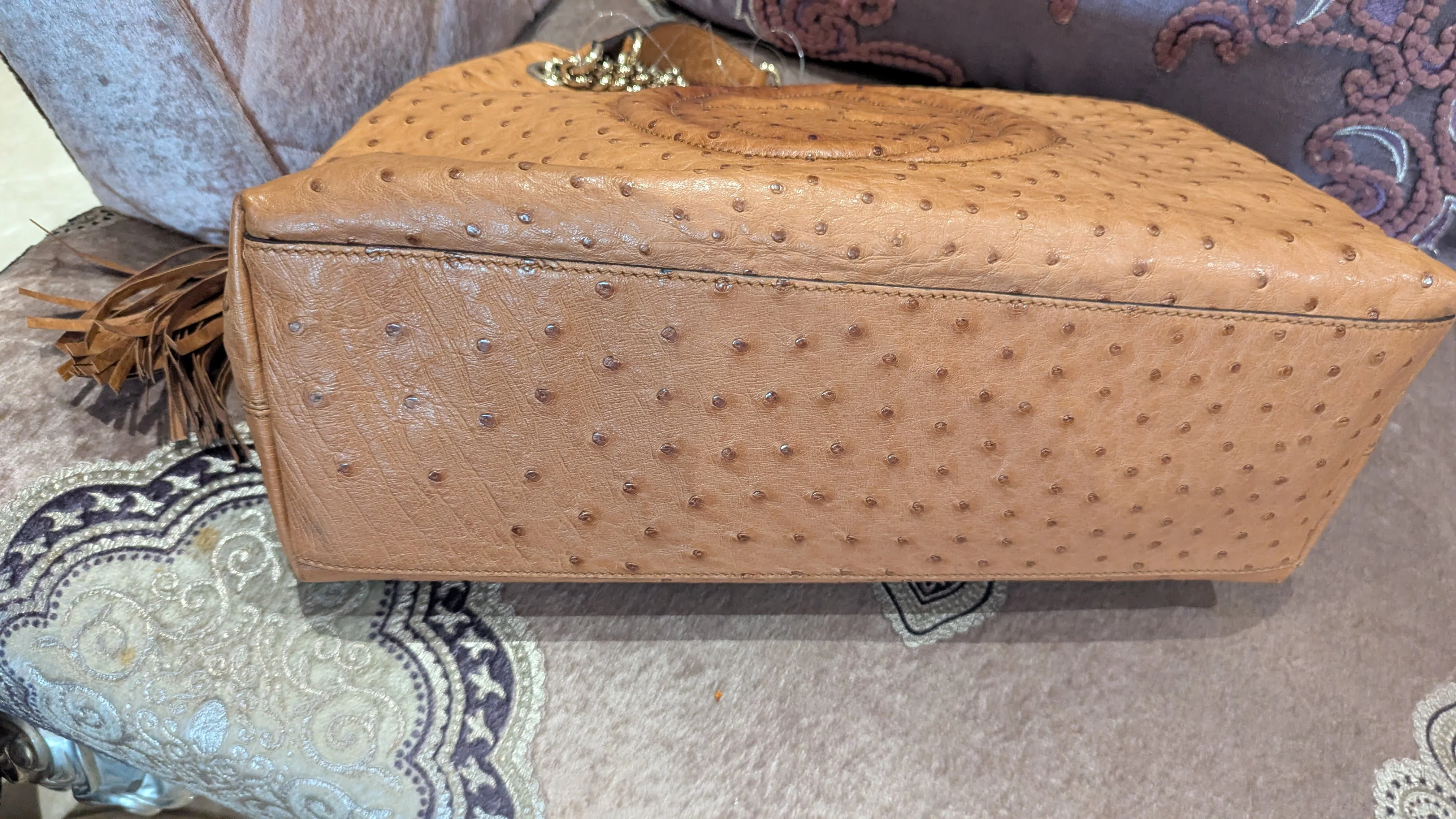 Gucci Ostrich Leather Soho Chain Shoulder Bag - Image 9