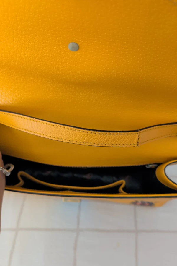 Gucci Yellow Leather Falena Satchel Bag - Image 6