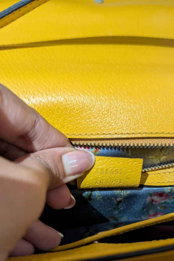 Gucci Yellow Leather Falena Satchel Bag - Image 8
