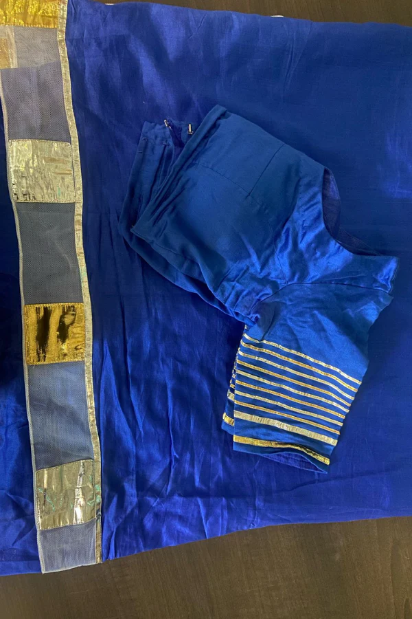 Gulabo By Abu Sandeep Royal Blue Chanderi Silk Gota Saree - Image 3