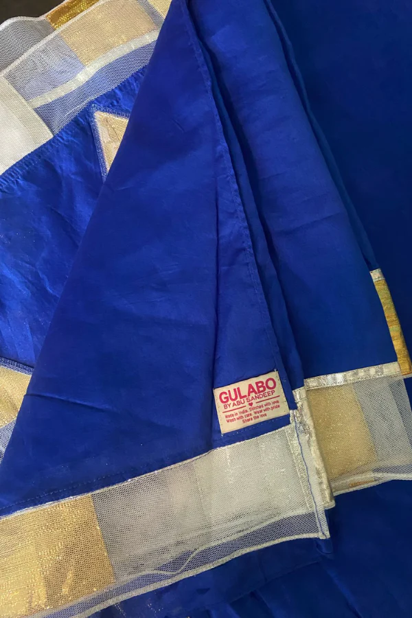Gulabo By Abu Sandeep Royal Blue Chanderi Silk Gota Saree - Image 4