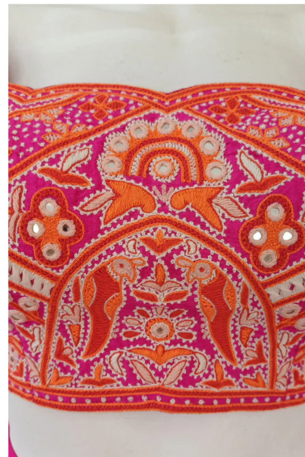 Hot pink pre stitched saree - Image 8