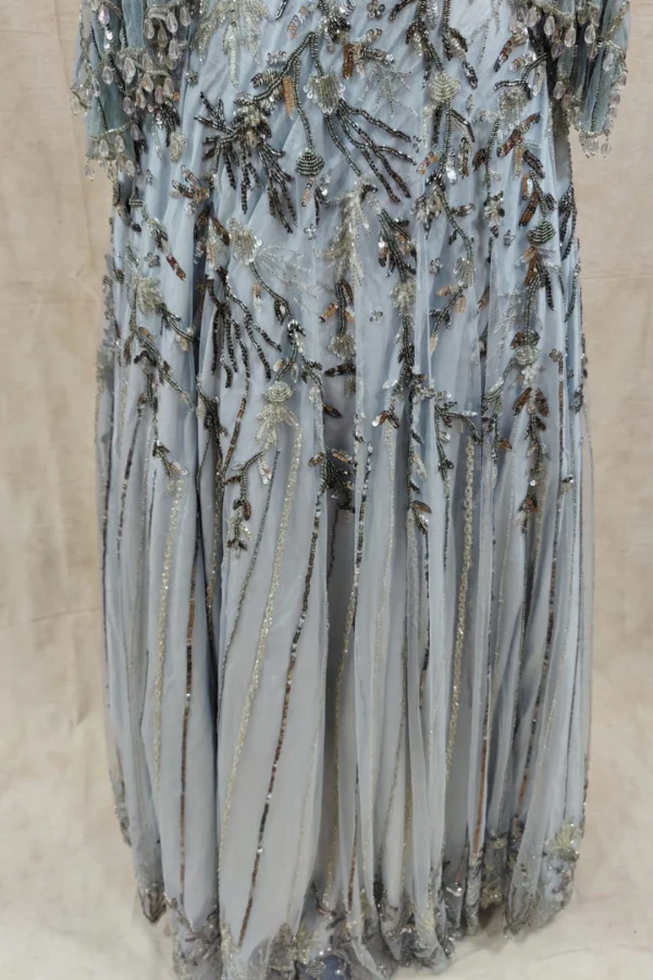 ICE BLUE EMBELLISHED OFF SHOULDER LEHANGA SET - Image 2