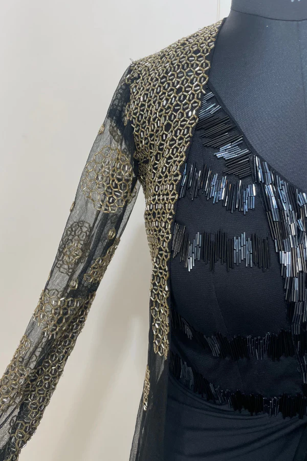 Indo western saree gown and long jacket - Image 5