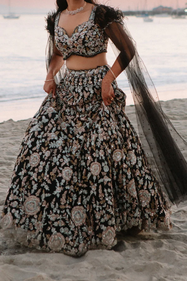 Isa by Dolly Wahal Black embroidered Lehenga set - Image 2