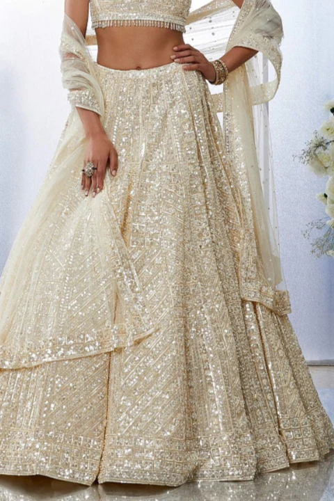 Ivory embellished lehenga set - Image 7