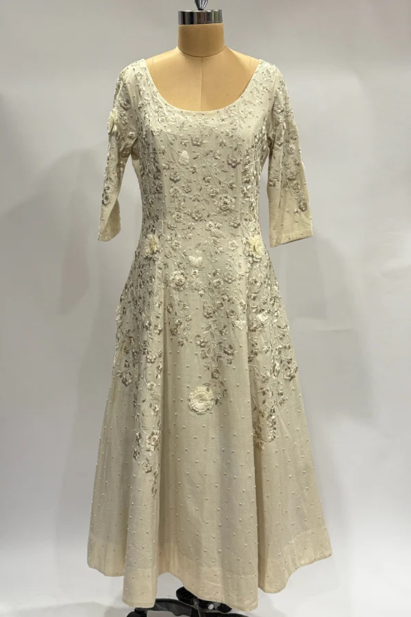 Ivory Embroidered Midi Dress by Shriya Som - Image 2