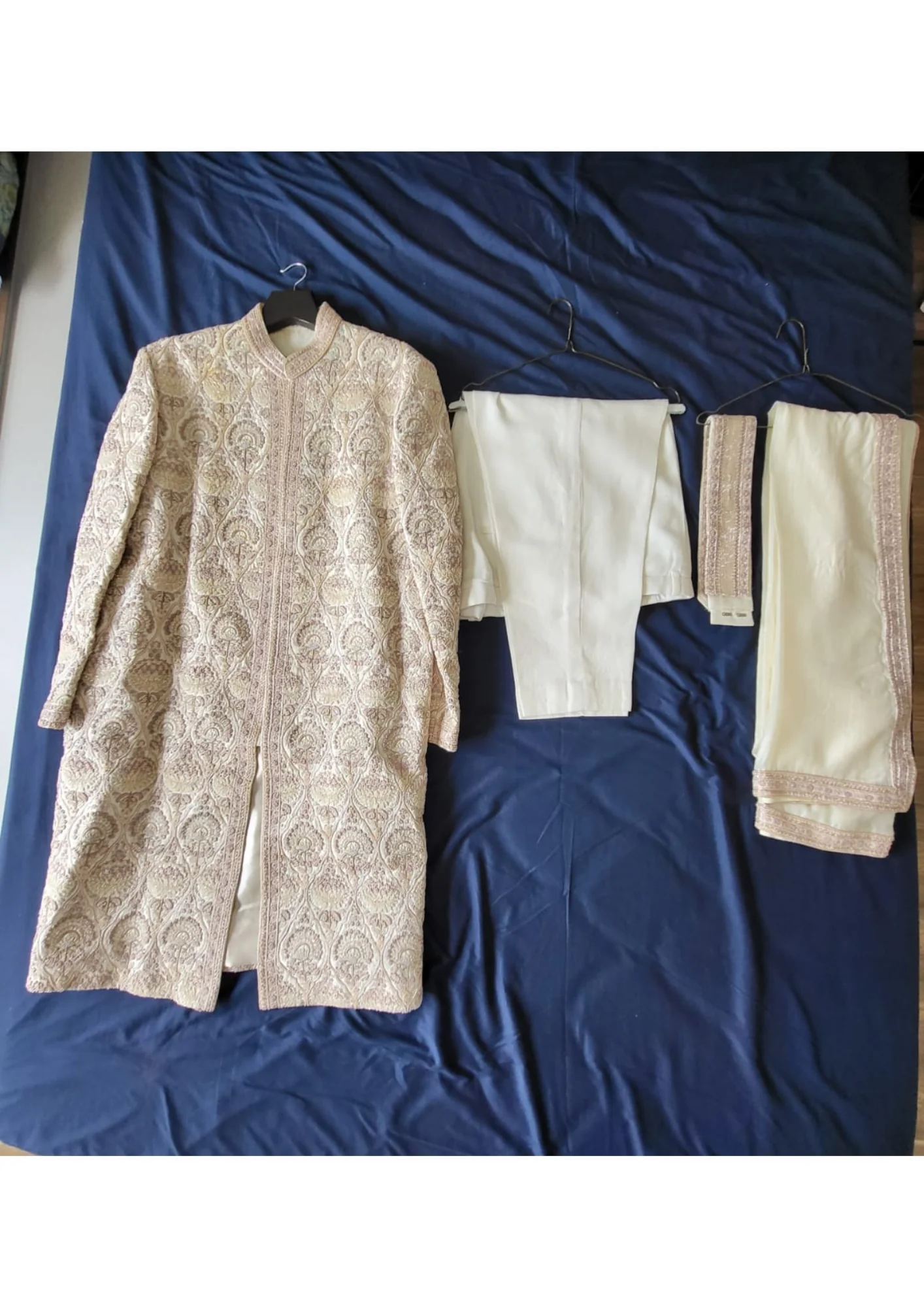 Shyamal & Bhumika Ivory & Mauve Embroidered Sherwani Set - Image 3