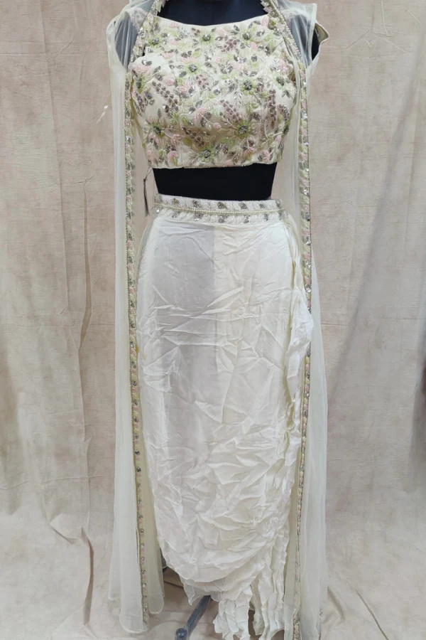 Cushy By Asma Ivory skirt set with jacket