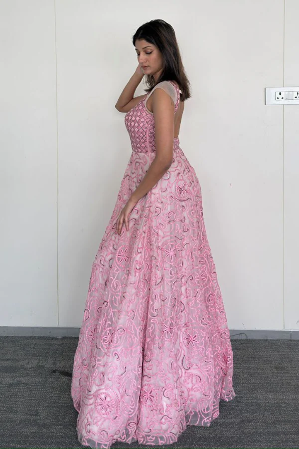 Jade By Monika & Karishma Elegant Blush Pink Gown - Image 3