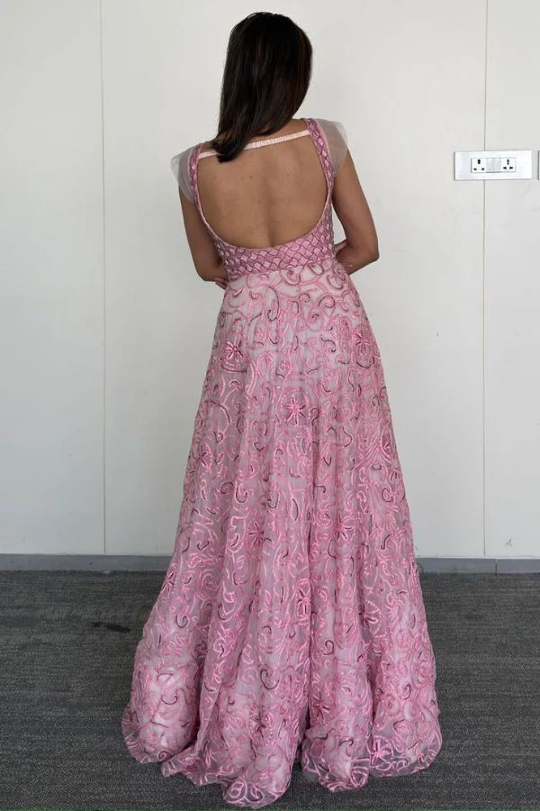 Jade By Monika & Karishma Elegant Blush Pink Gown - Image 4