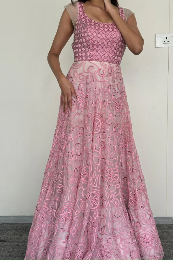 Jade By Monika & Karishma Elegant Blush Pink Gown - Image 5