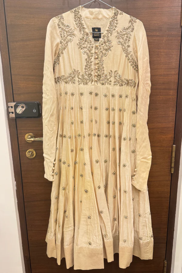Jayanti Reddy beige silk anarkali