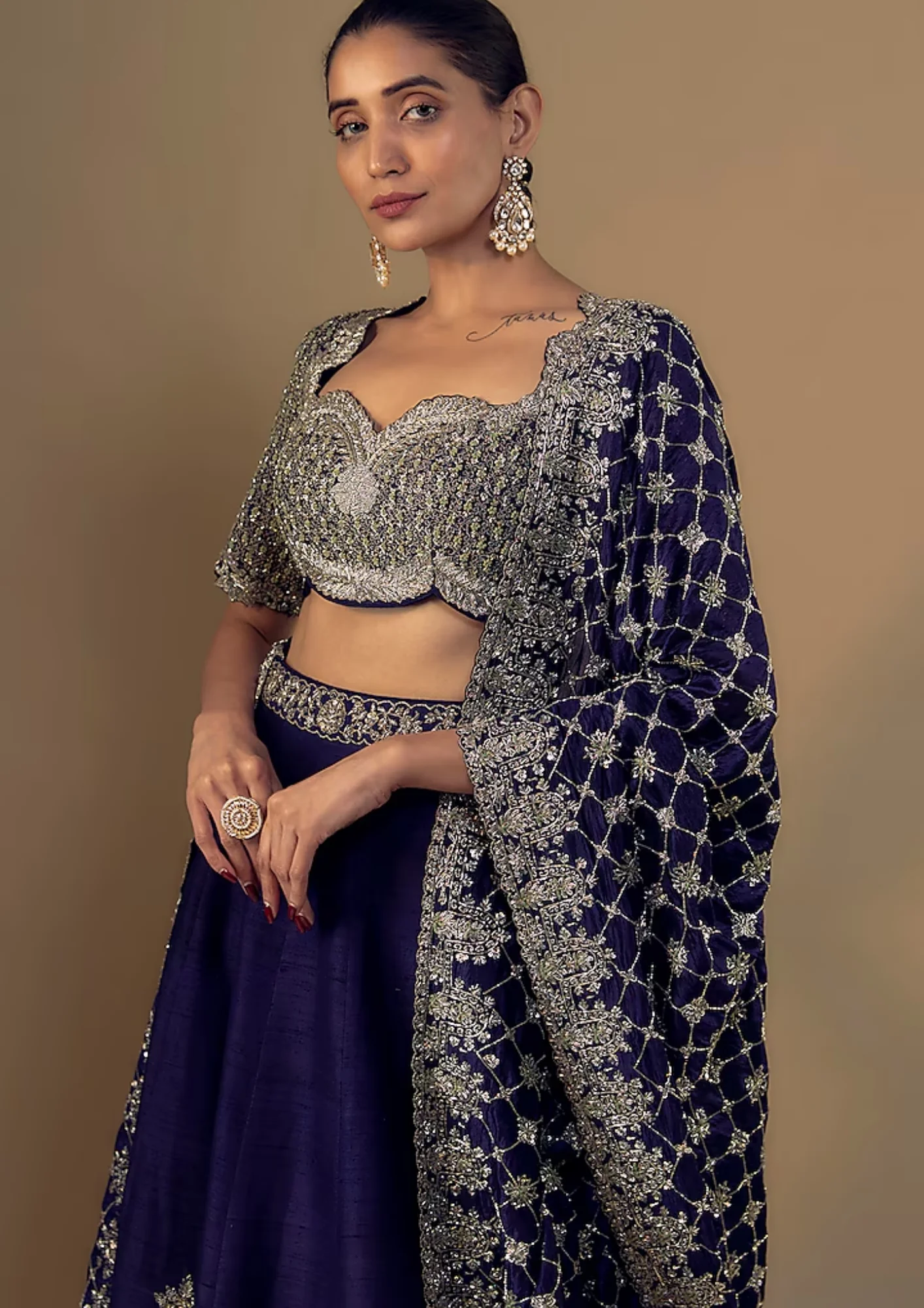 Jayanti Reddy Purple Silk Zari Embroidered Lehenga Set - Image 3