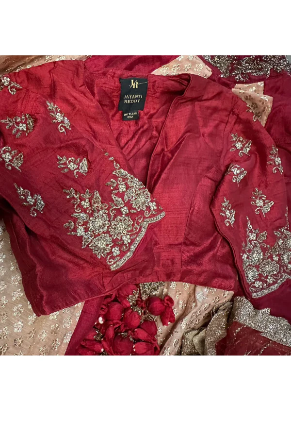 Jayanti reddy Red and Gold Lehenga set - Image 3