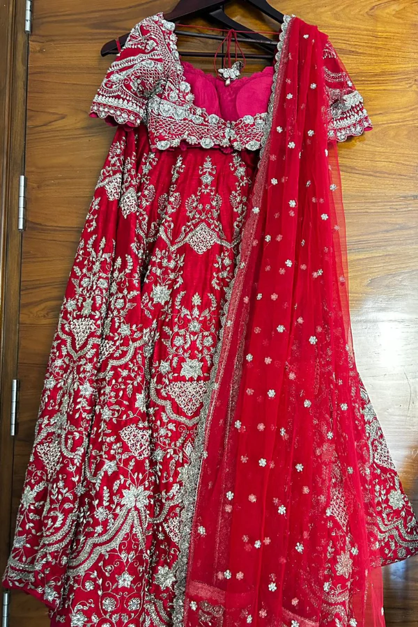 Jayanti Reddy Red Silk Zari Embroidered Lehenga Set - Image 3