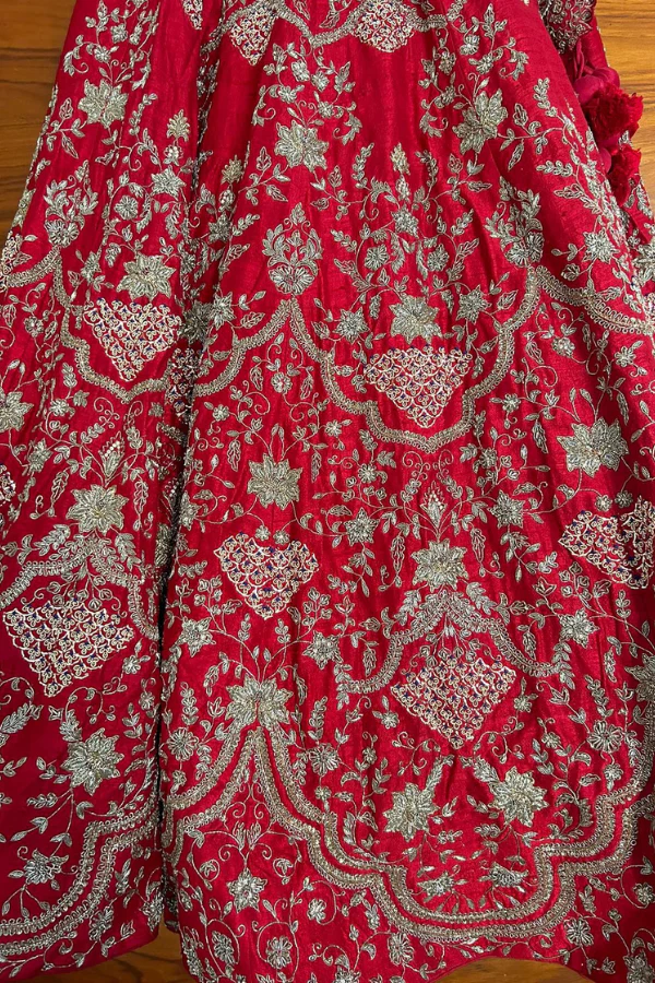 Jayanti Reddy Red Silk Zari Embroidered Lehenga Set - Image 5