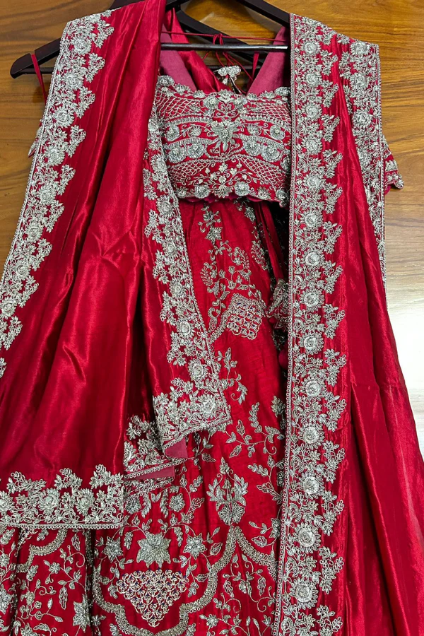 Jayanti Reddy Red Silk Zari Embroidered Lehenga Set - Image 8