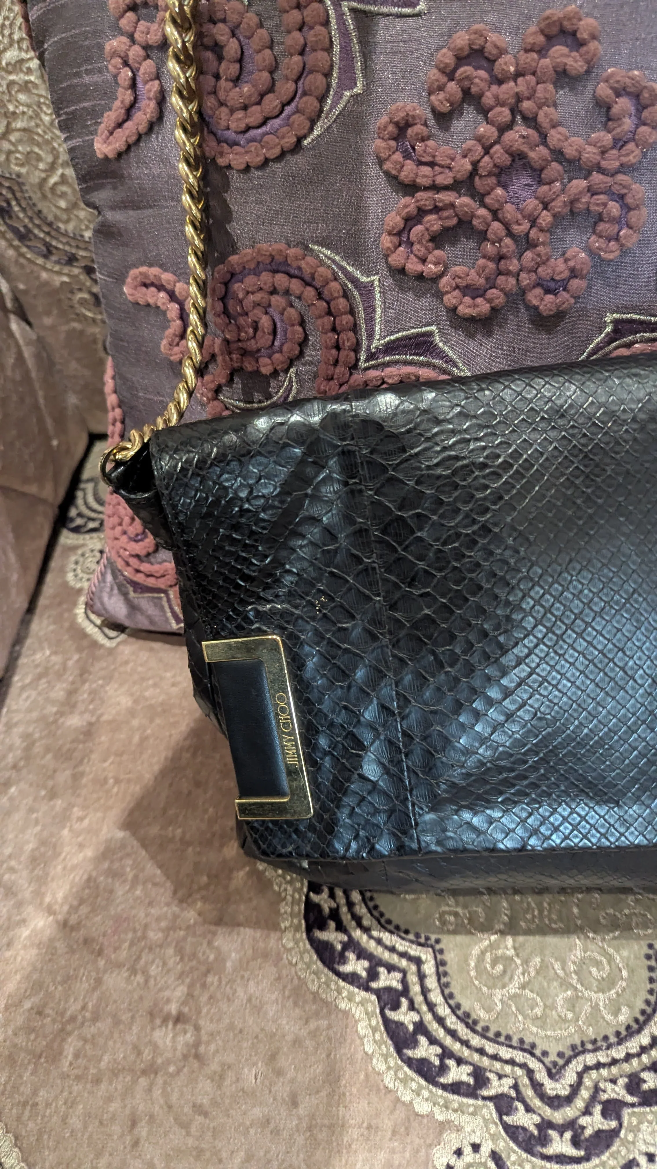 Jimmy Choo Black Leather Chain Shoulder Bag - Image 3