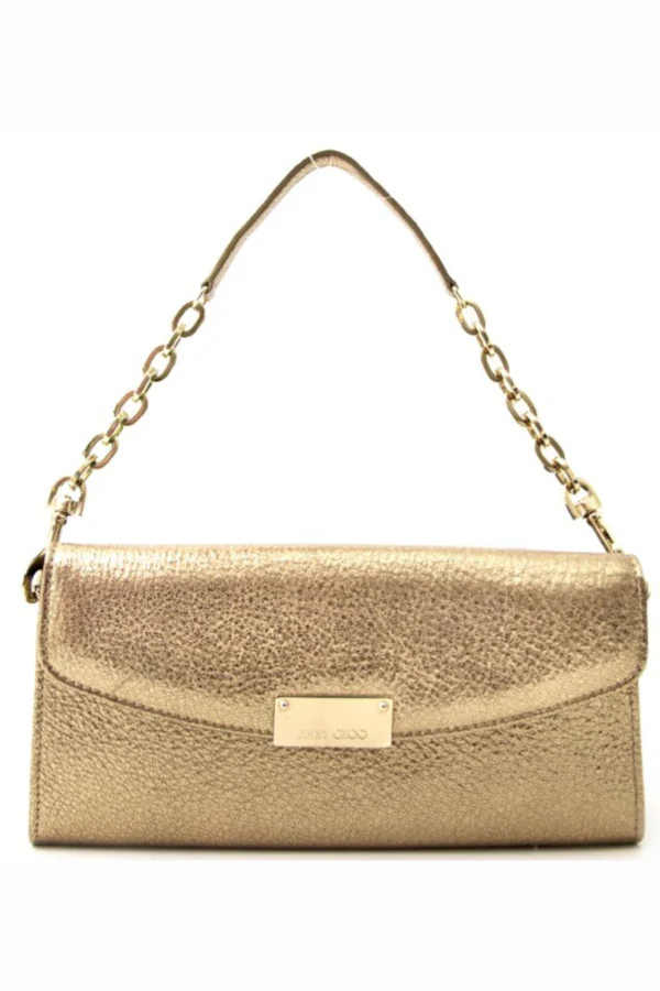 Jimmy Choo Gold Lame Glitter Riane Clutch - Image 2
