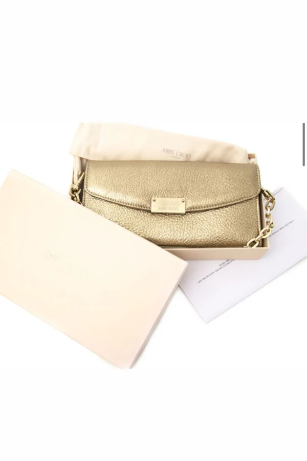 Jimmy Choo Gold Lame Glitter Riane Clutch - Image 3