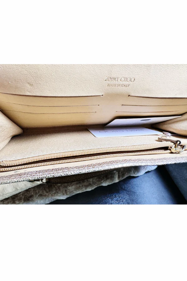 Jimmy Choo Gold Lame Glitter Riane Clutch - Image 4