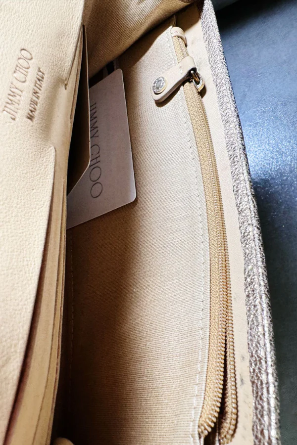Jimmy Choo Gold Lame Glitter Riane Clutch - Image 5