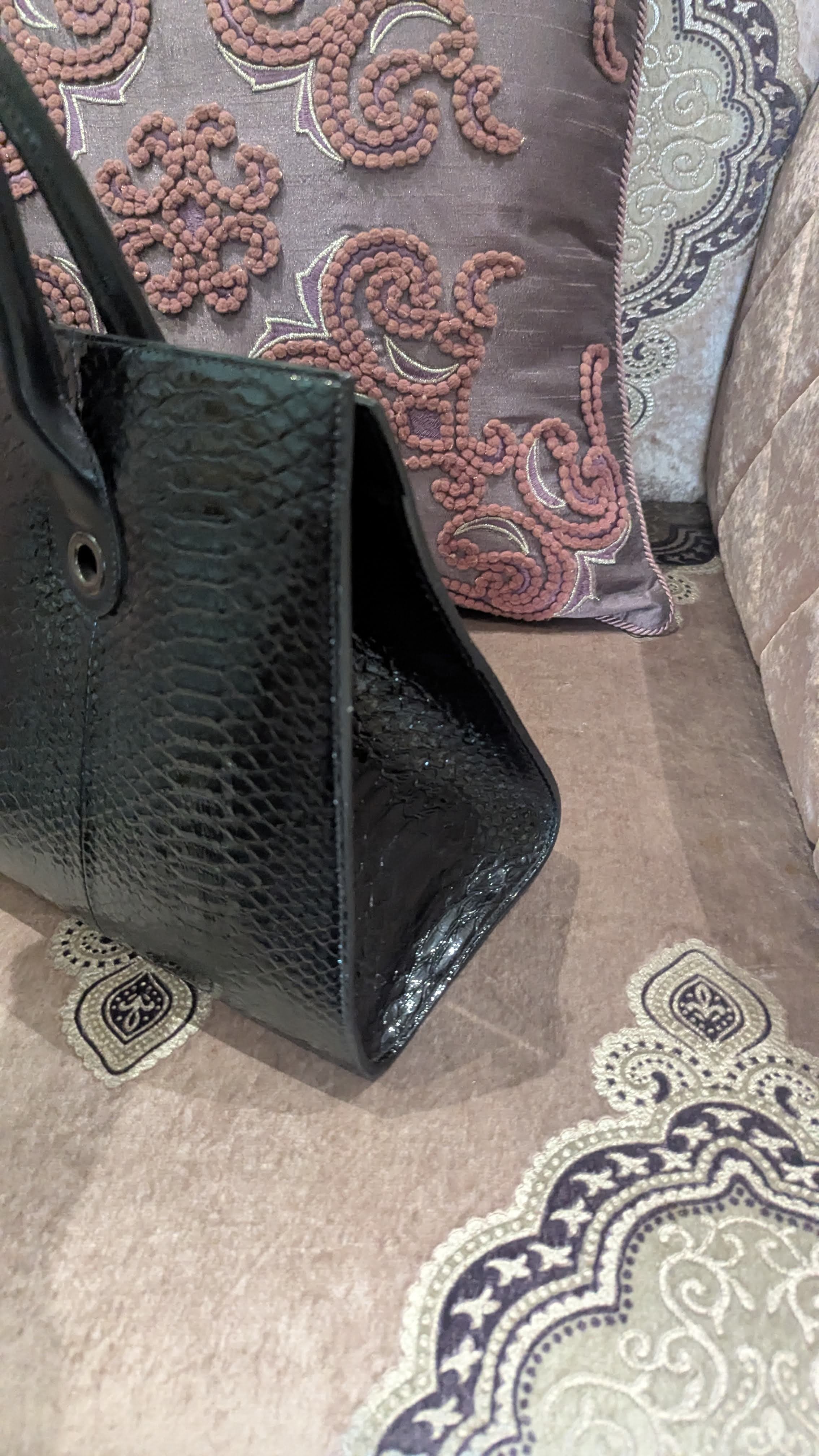 Jimmy Choo Riley Croc Embossed Top Handle Bag - Image 6