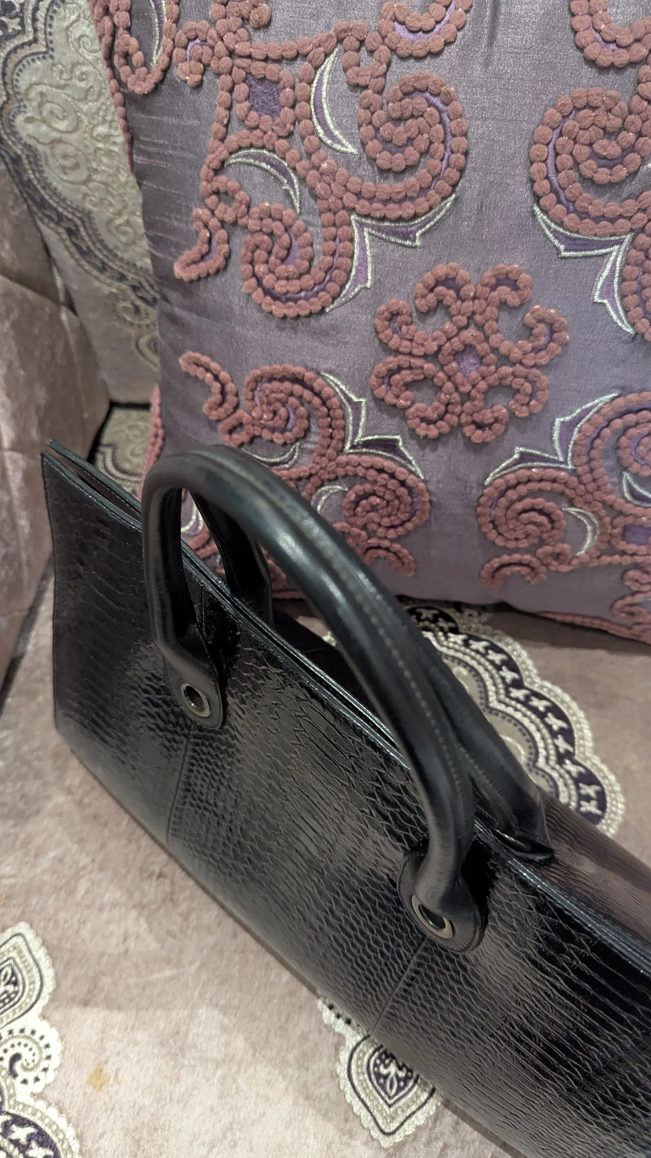 Jimmy Choo Riley Croc Embossed Top Handle Bag - Image 7
