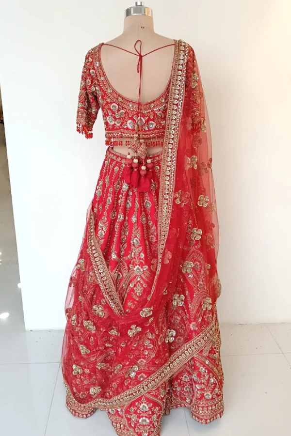 Kalighata Red Bridal Lehenga Set - Image 2