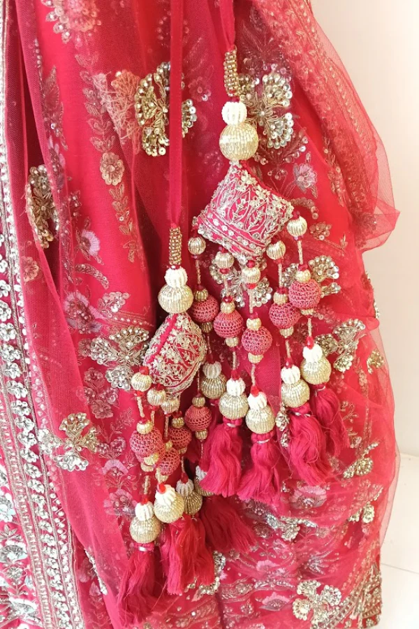 Kalighata Red Bridal Lehenga Set - Image 3