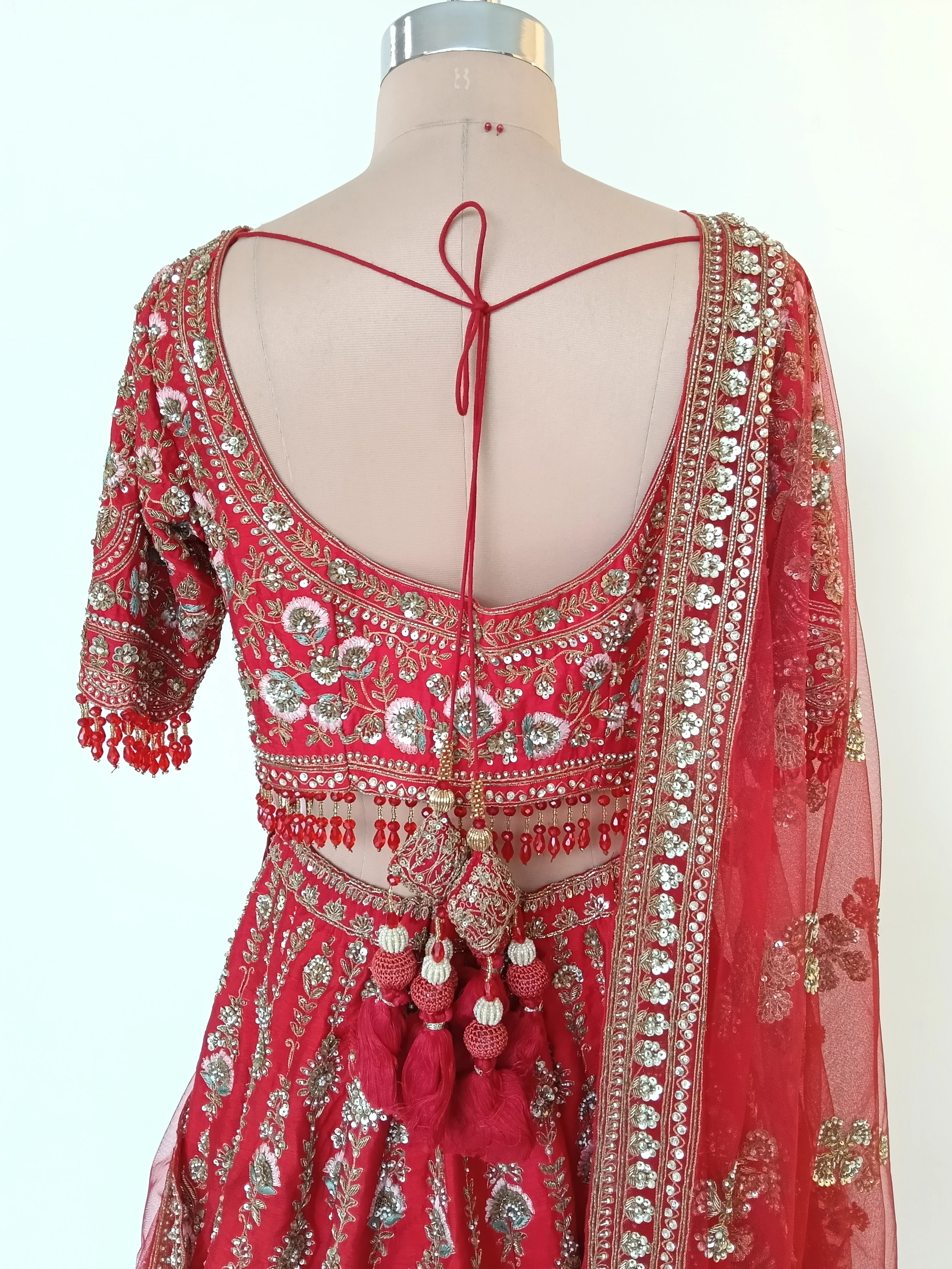 Kalighata Red Bridal Lehenga Set - Image 5