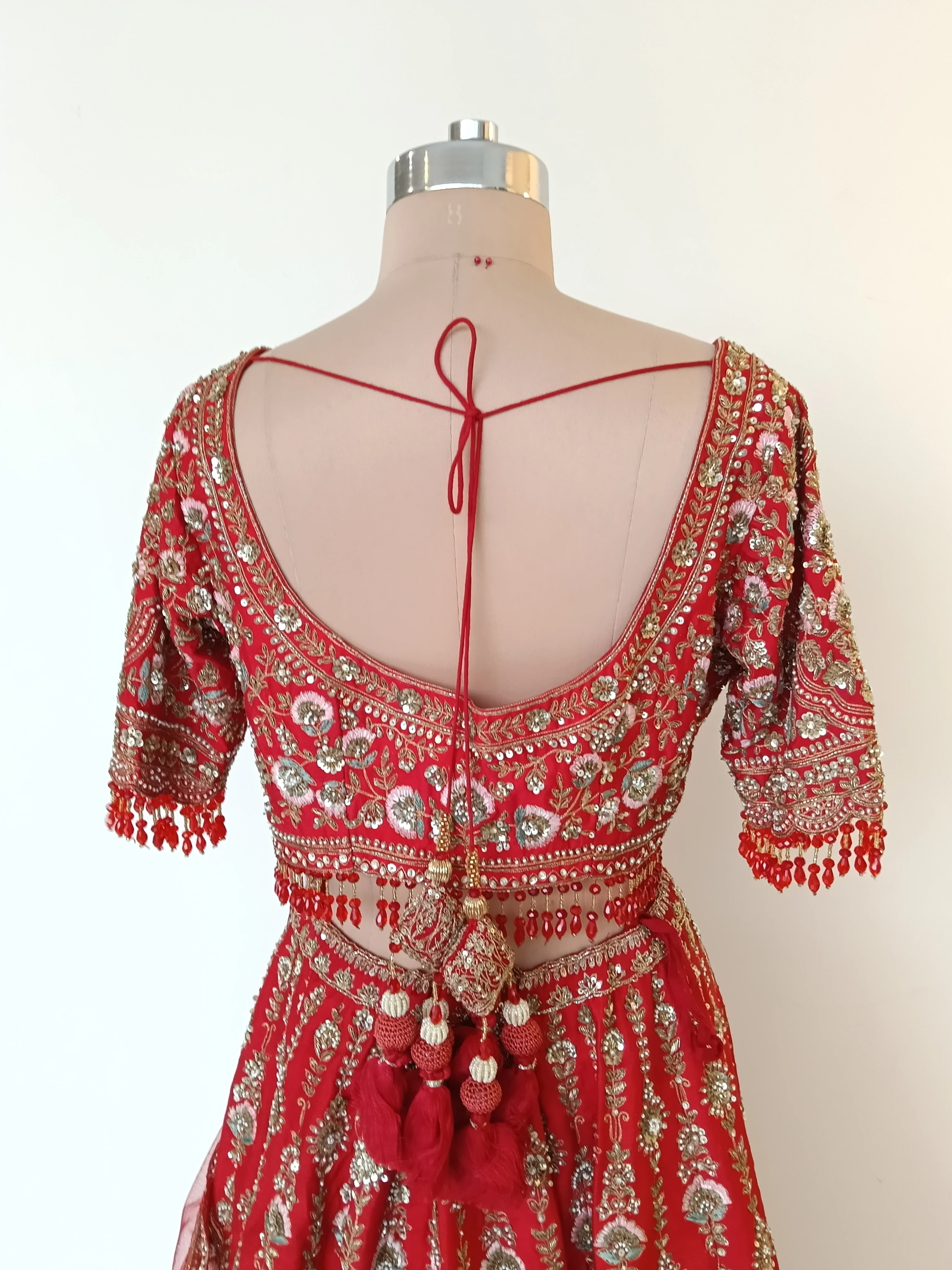 Kalighata Red Bridal Lehenga Set - Image 6