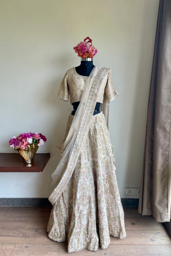 Kalki Beige zari lehenga set