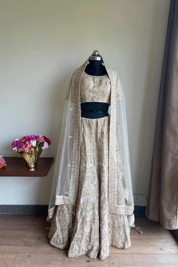 Kalki Beige zari lehenga set - Image 2