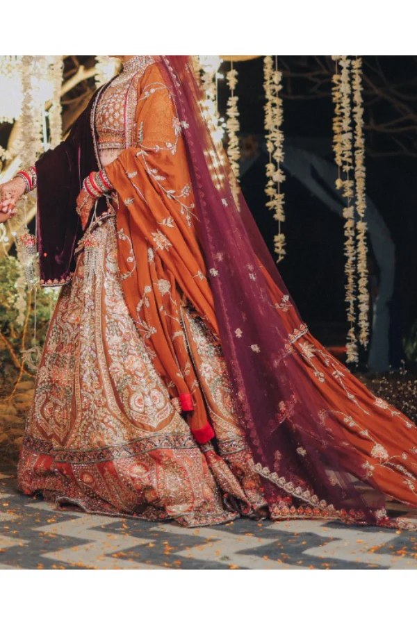 Kalki brown embroidered lehenga - Image 2