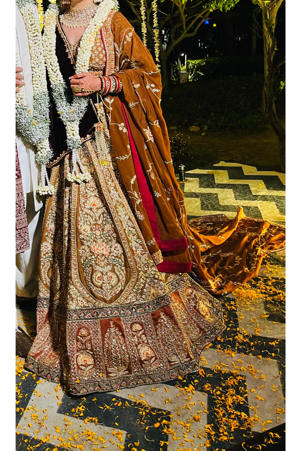Kalki brown embroidered lehenga - Image 3