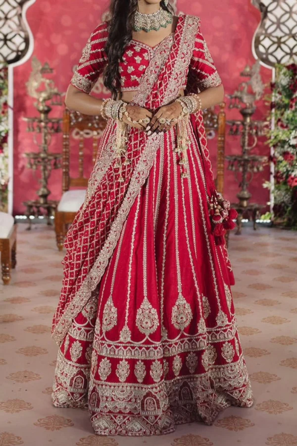 CRIMSON RED BRIDAL LEHENGA SET - Image 10