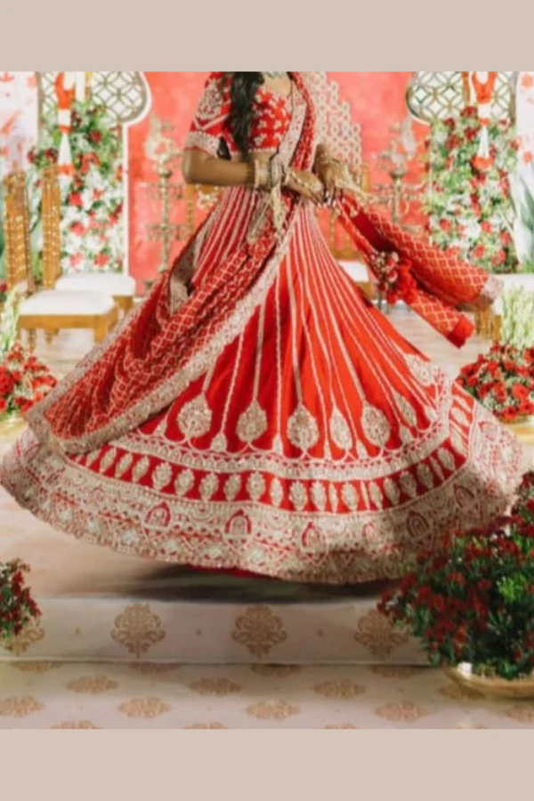 CRIMSON RED BRIDAL LEHENGA SET - Image 11