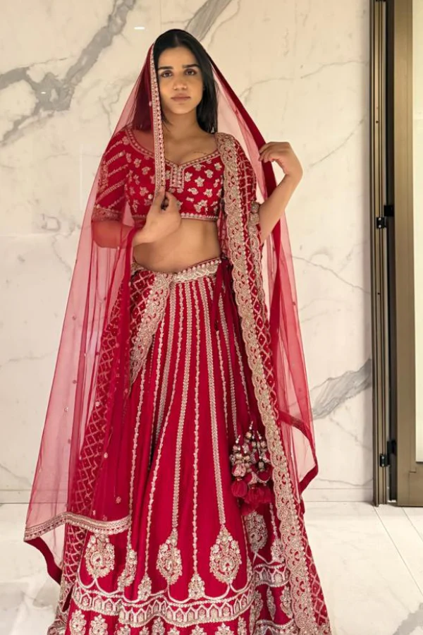 CRIMSON RED BRIDAL LEHENGA SET - Image 2