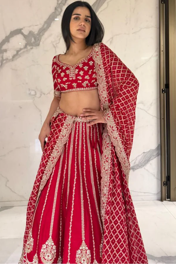 CRIMSON RED BRIDAL LEHENGA SET - Image 4