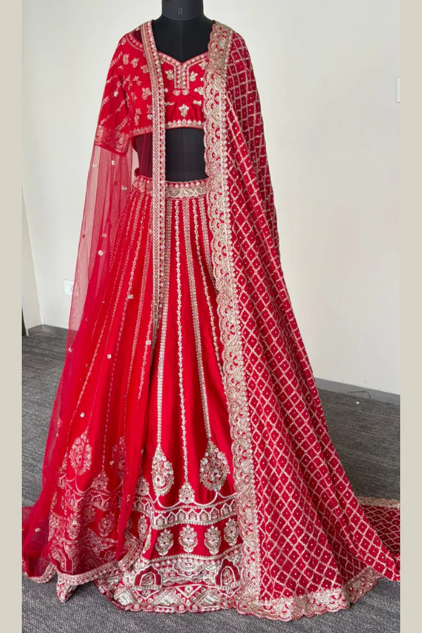 CRIMSON RED BRIDAL LEHENGA SET - Image 5