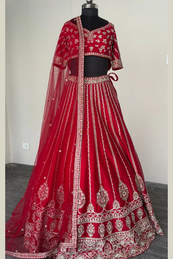 CRIMSON RED BRIDAL LEHENGA SET - Image 6