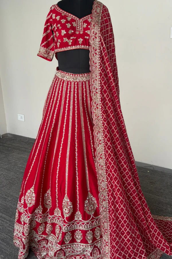 CRIMSON RED BRIDAL LEHENGA SET - Image 7