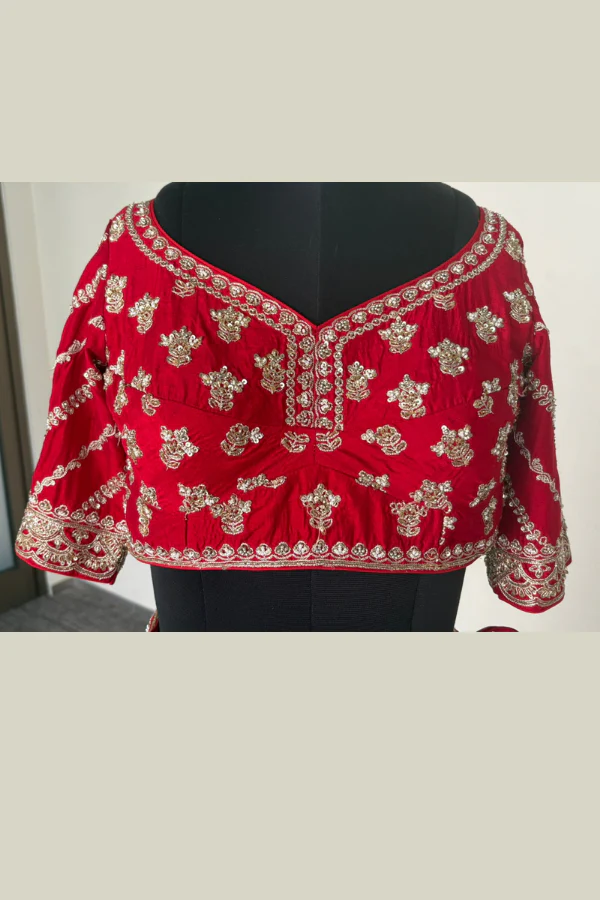 CRIMSON RED BRIDAL LEHENGA SET - Image 8
